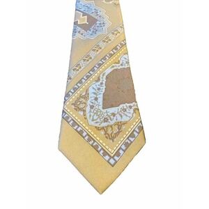 Thalhimers tie 56.5 X 4 Vintage Neck Tie Gold Blue Paisley